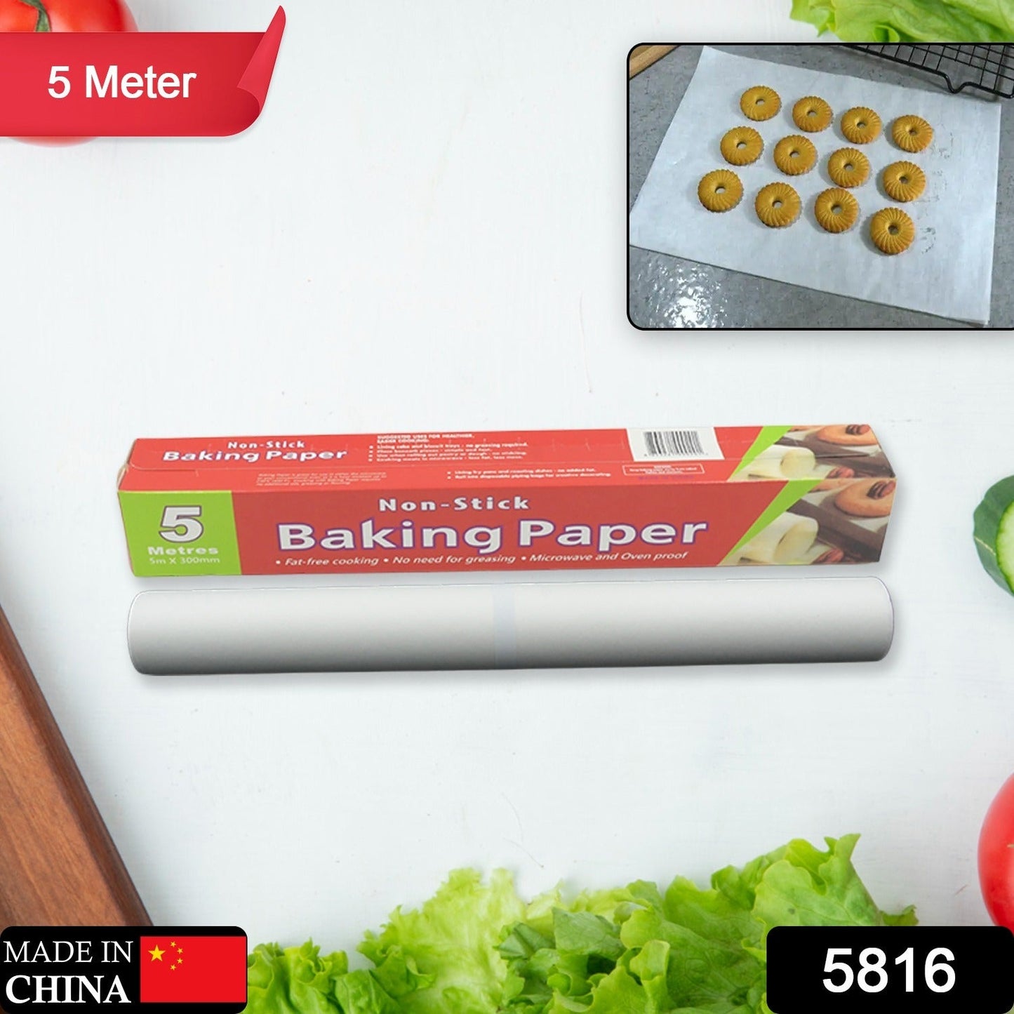 Non-Stick Parchment Paper – Easy Cleanup for Baking & Cooking (5 Mtr)