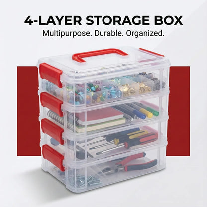 4-layer transparent multipurpose plastic storage box with handle for craft India