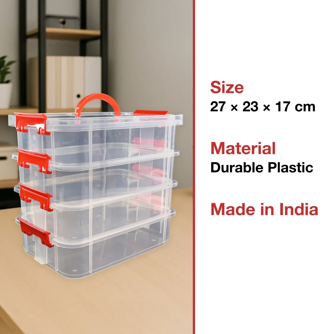 Multipurpose 4-layer plastic box with handle side view India