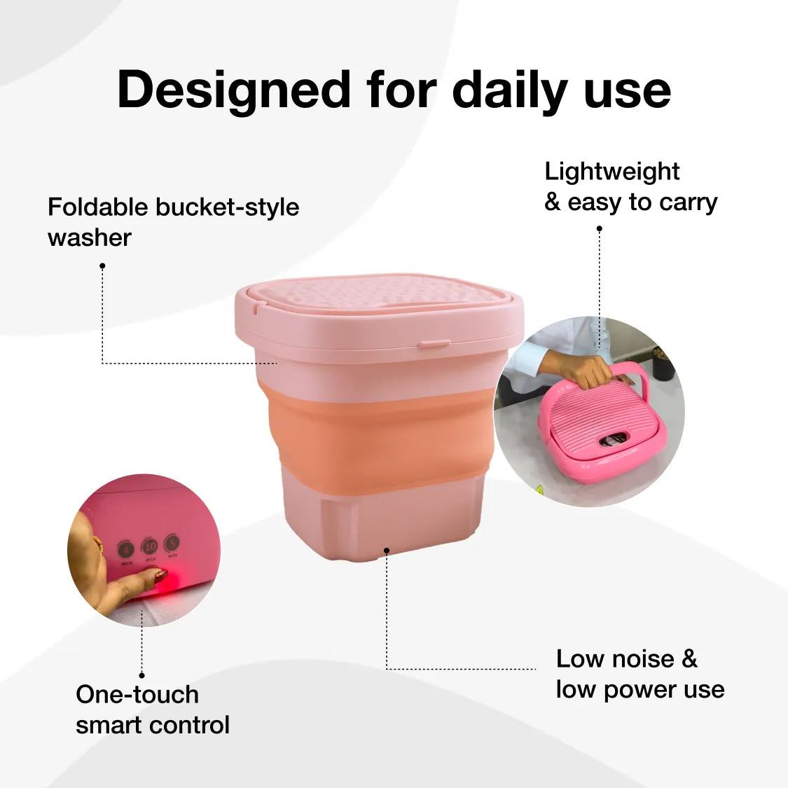  Portable Foldable Washing Machine - key feature close-up