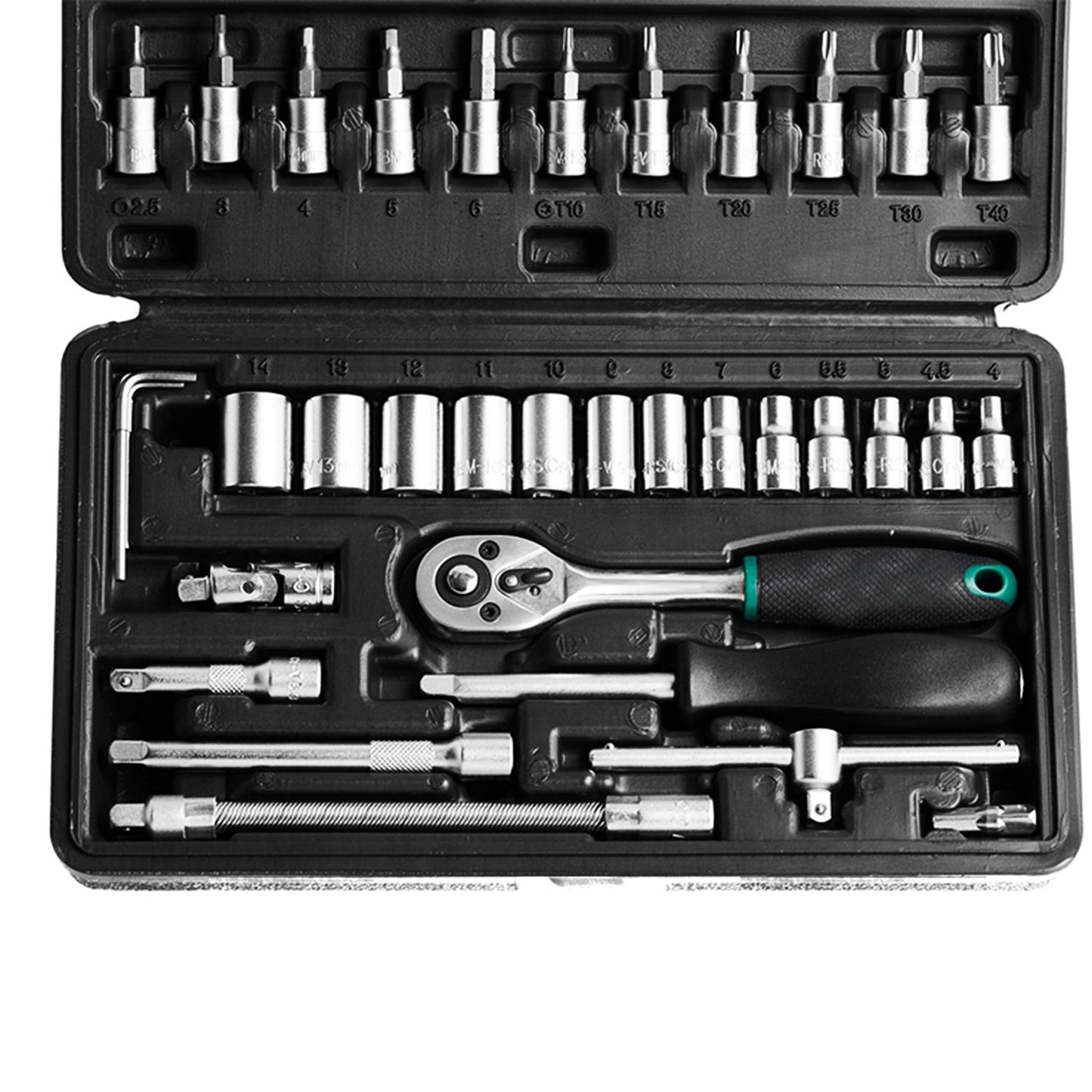  46pcs Metal Socket Set (Black, 46pcs) - packaging shot