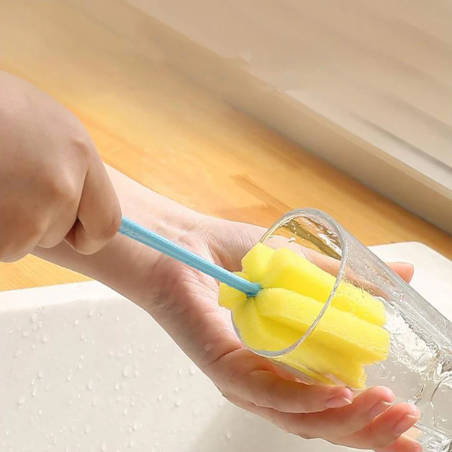 20cm sponge head kitchen cleaning brush for cups, bottles and household surfaces – India