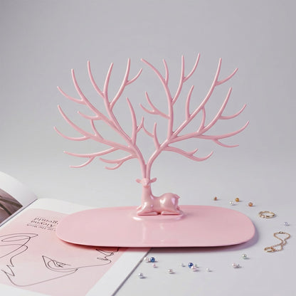 Big pink deer antler jewellery organizer front view India