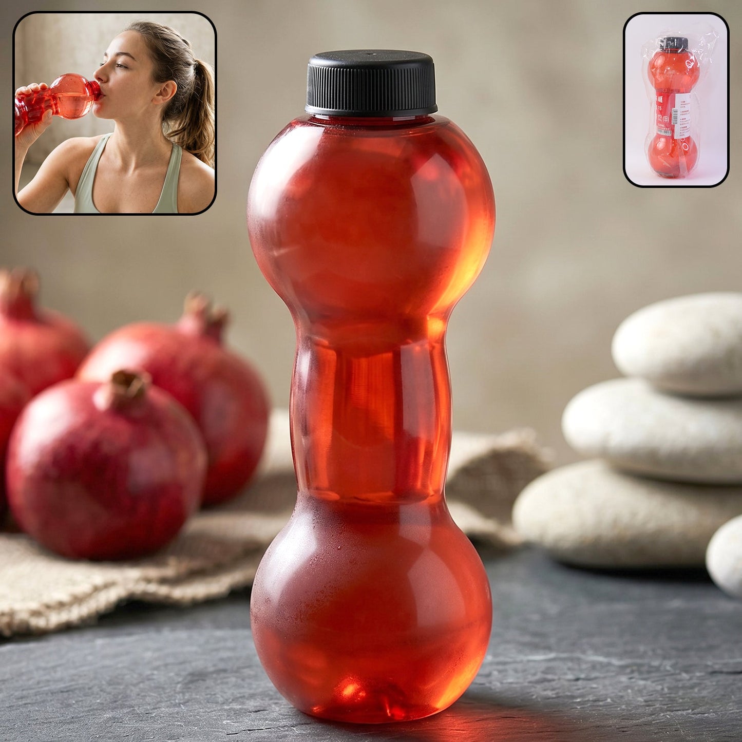 Plastic Dumbbell Shaped Water Bottle 550 ML for Fitness and Daily Hydration