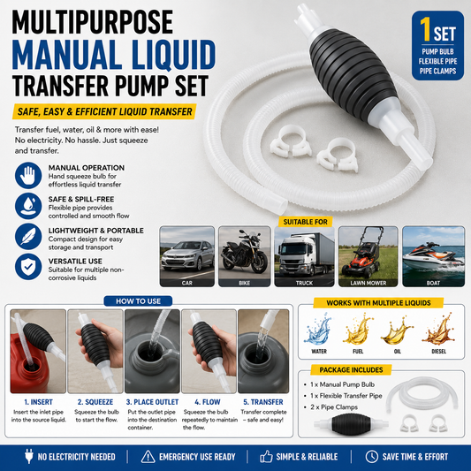 Multipurpose Manual Liquid Transfer Pump Set (2.5 meter, 1 Set)