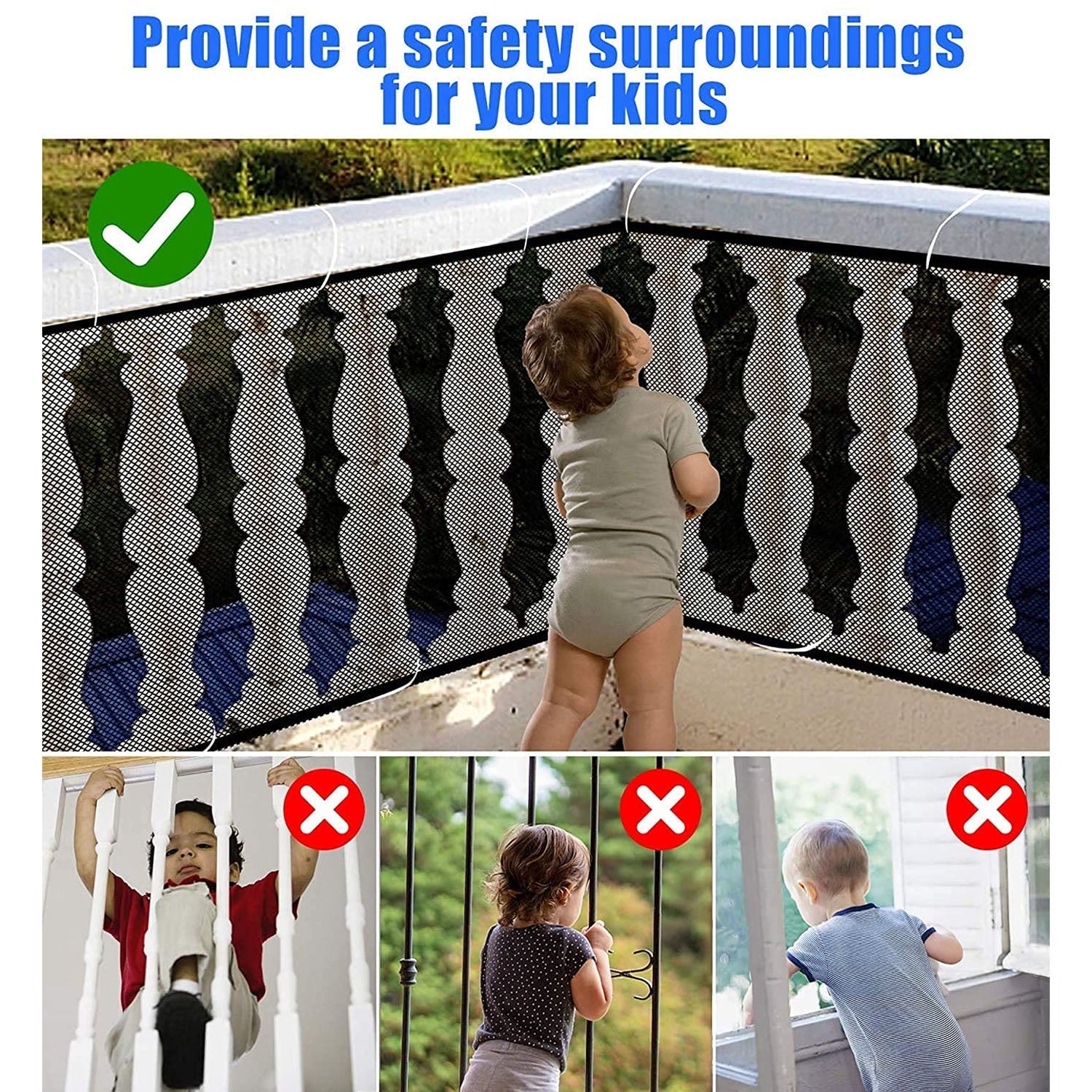 Durable balcony protection net