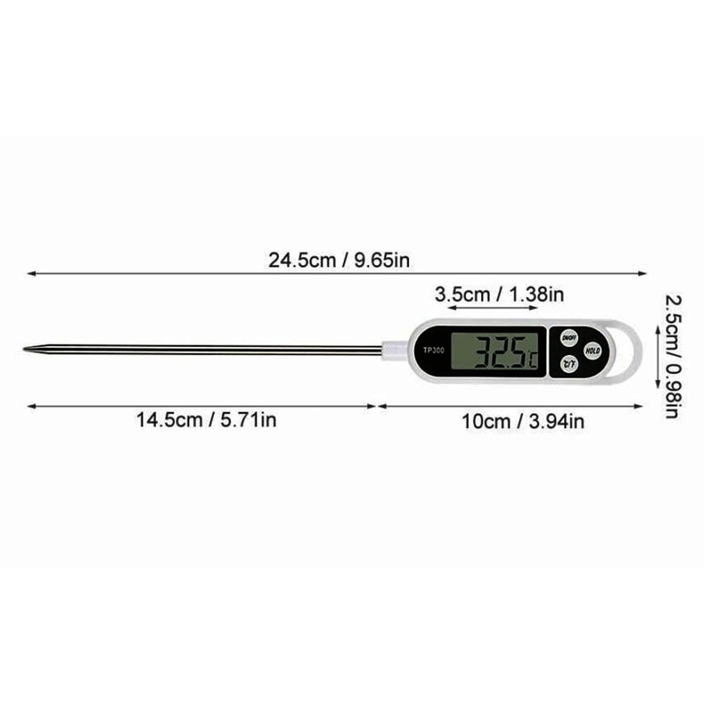 Digital Food Thermometer with LCD Display (1 Pc)
