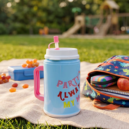 Big Plastic Insulated Mug With Straw (1 Pc, 709 ML)