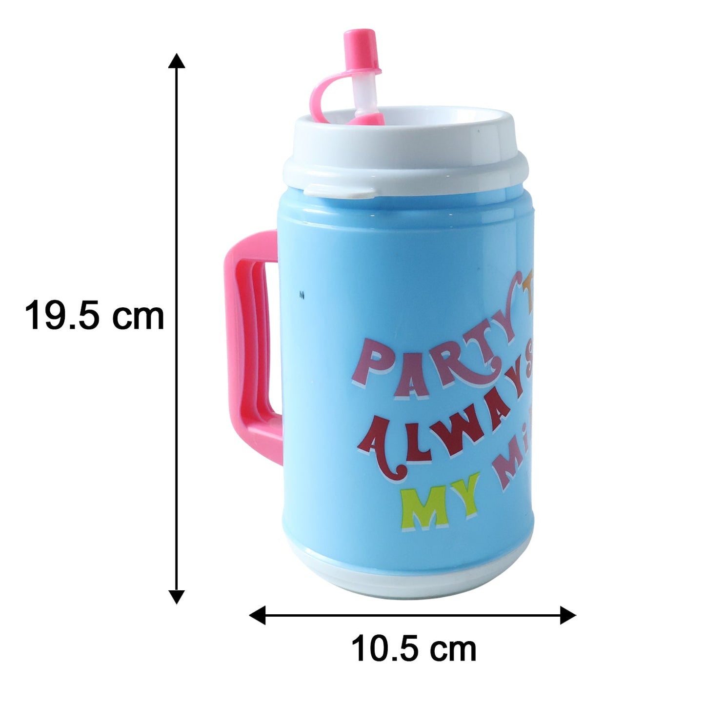 Big Plastic Insulated Mug With Straw (1 Pc, 709 ML)