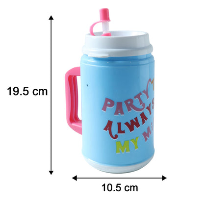 Big Plastic Insulated Mug With Straw (1 Pc, 709 ML)