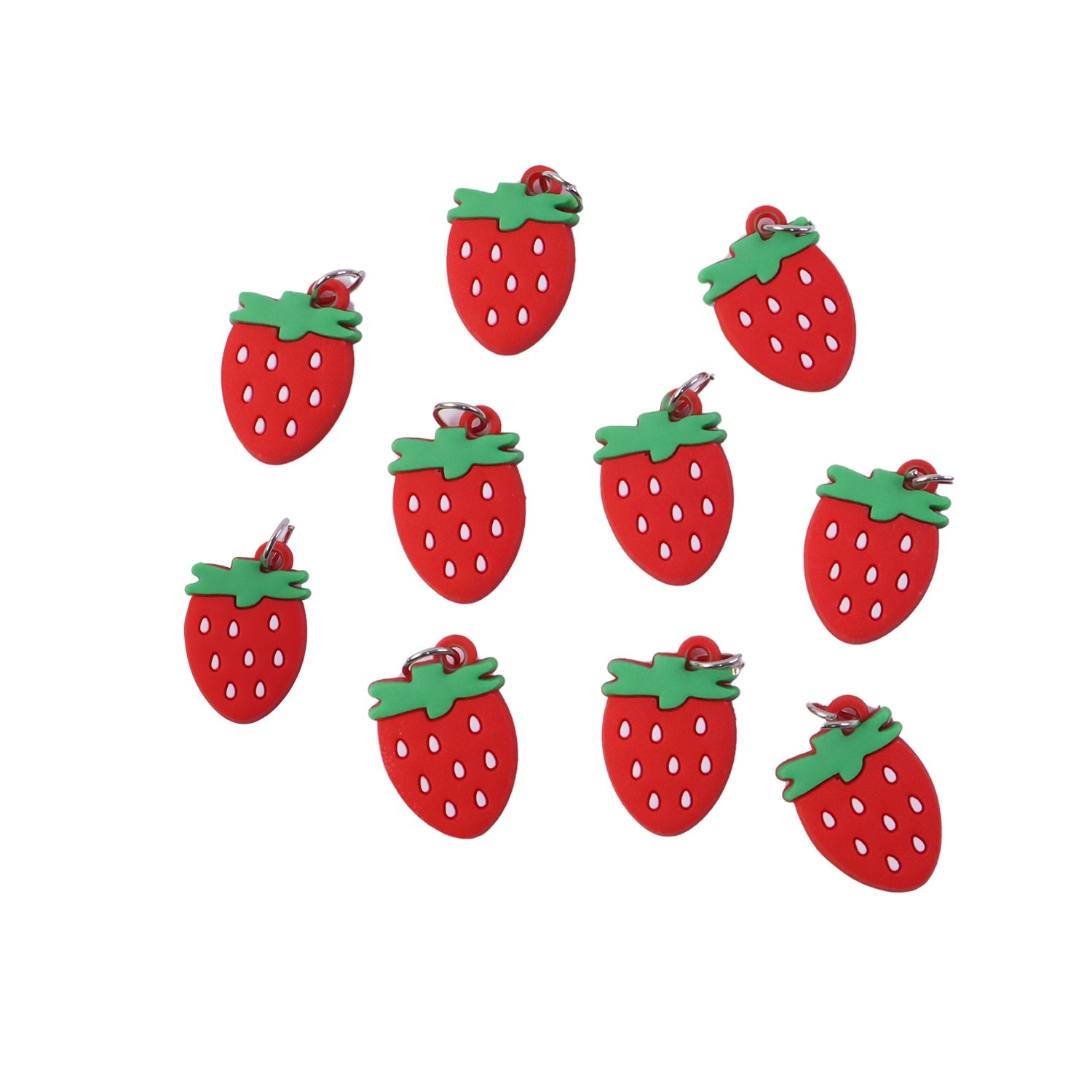 red strawberry keychain charm