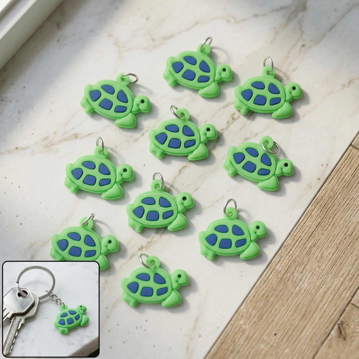 Cartoon tortoise key ring set