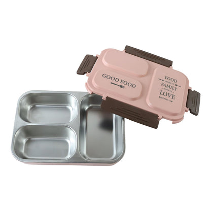 3-Compartment Stainless Steel Lunch Box (1 Pc)