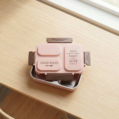 3-Compartment Stainless Steel Lunch Box (1 Pc)