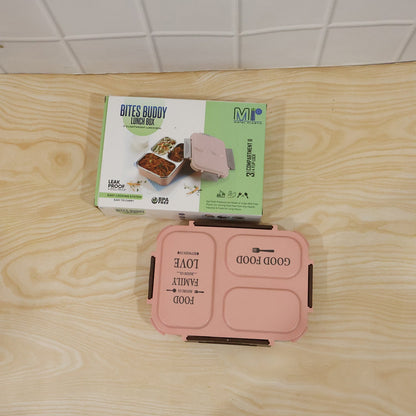 3-Compartment Stainless Steel Lunch Box (1 Pc)