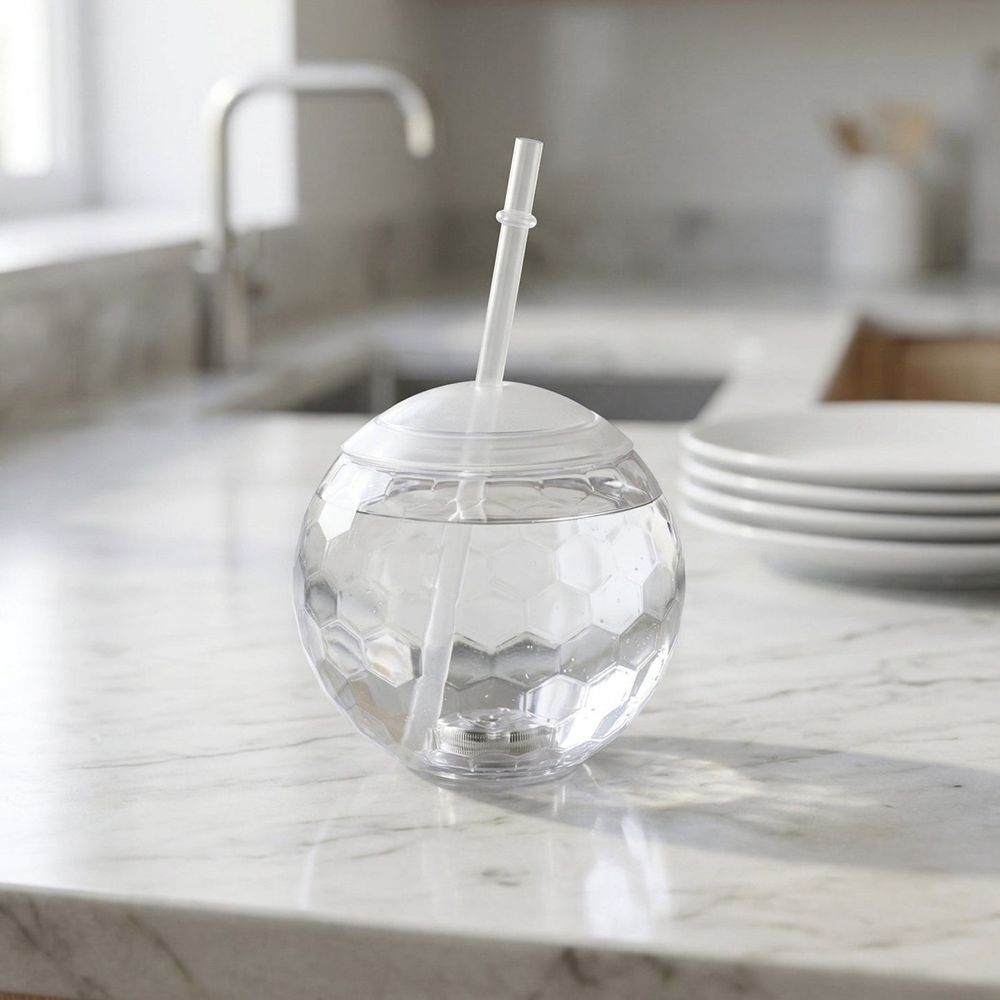 LED Glow Drink Cup with Straw (1 Pc)