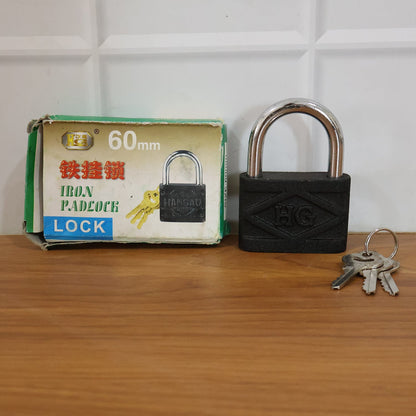 Heavy Duty 60mm Iron Pad Lock with 3 Keys
