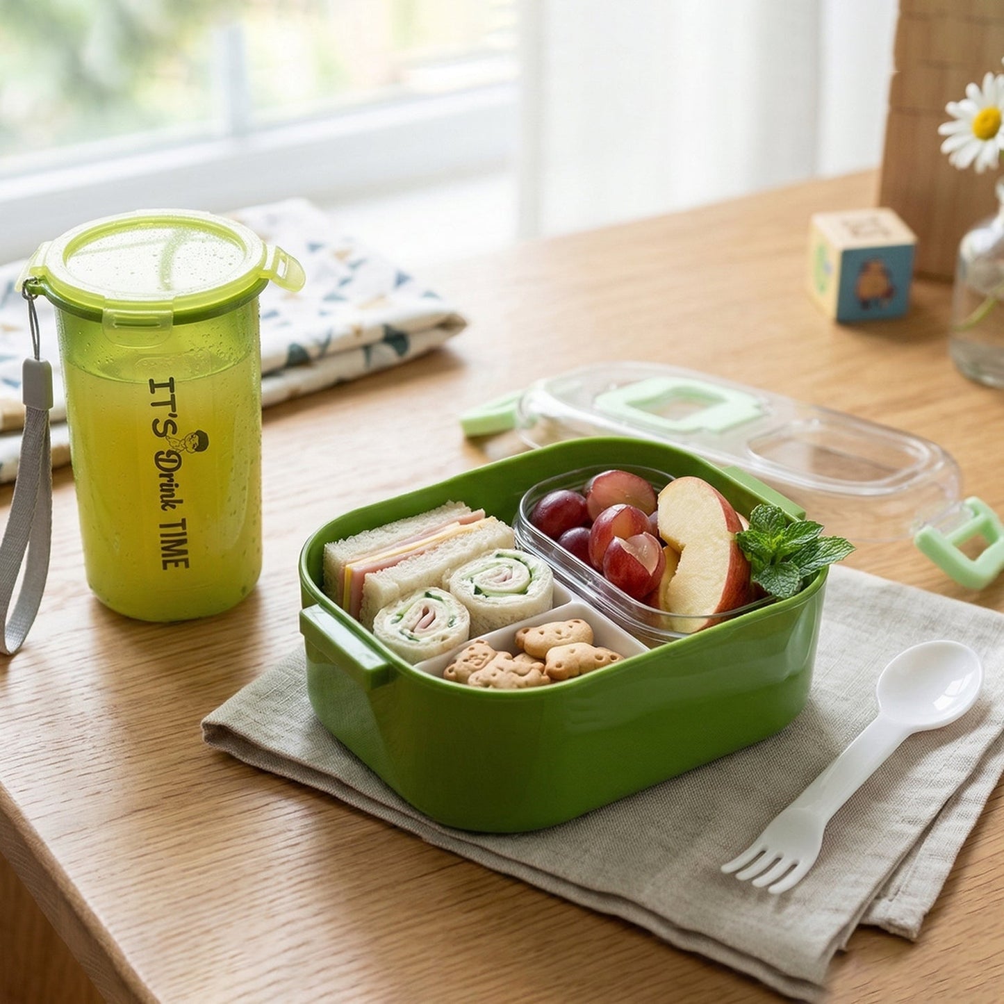 Multi-Functional 1 Set Leakproof Lunch Box with Cutlery & Tumbler