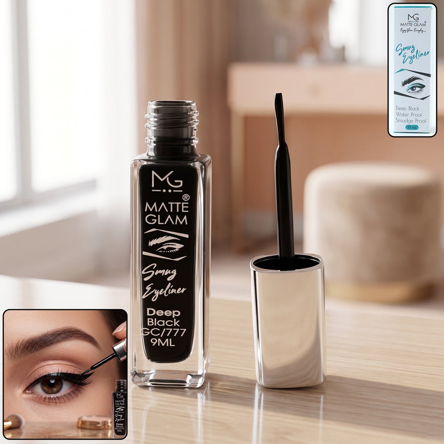 Matte Glam Smudge Proof Deep Black Eyeliner (1 Pc, 9 ML)