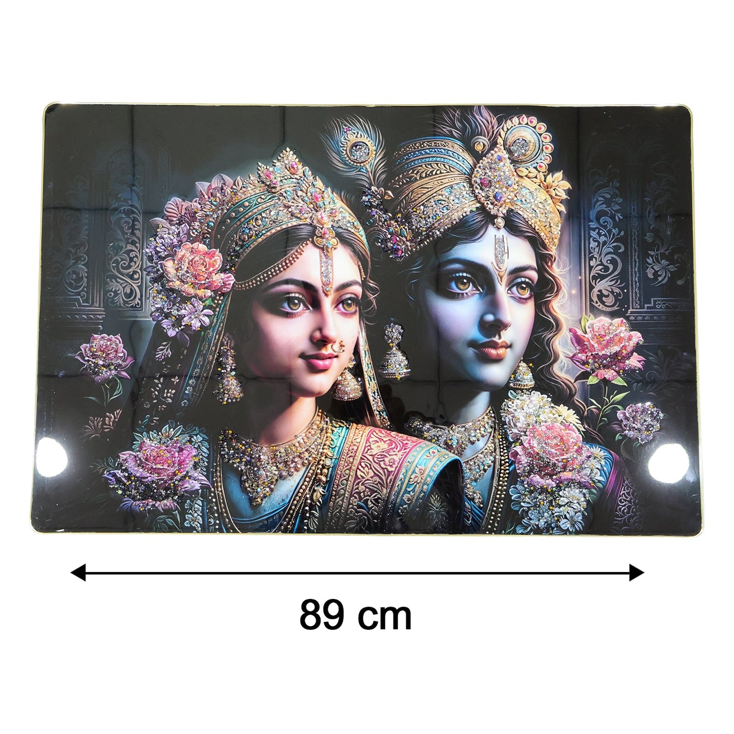 Premium Radha Krishna Royal Artistic Wall Frame (1 Pc, 89x58 Cm)
