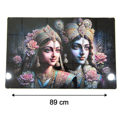 Premium Radha Krishna Royal Artistic Wall Frame (1 Pc, 89x58 Cm)
