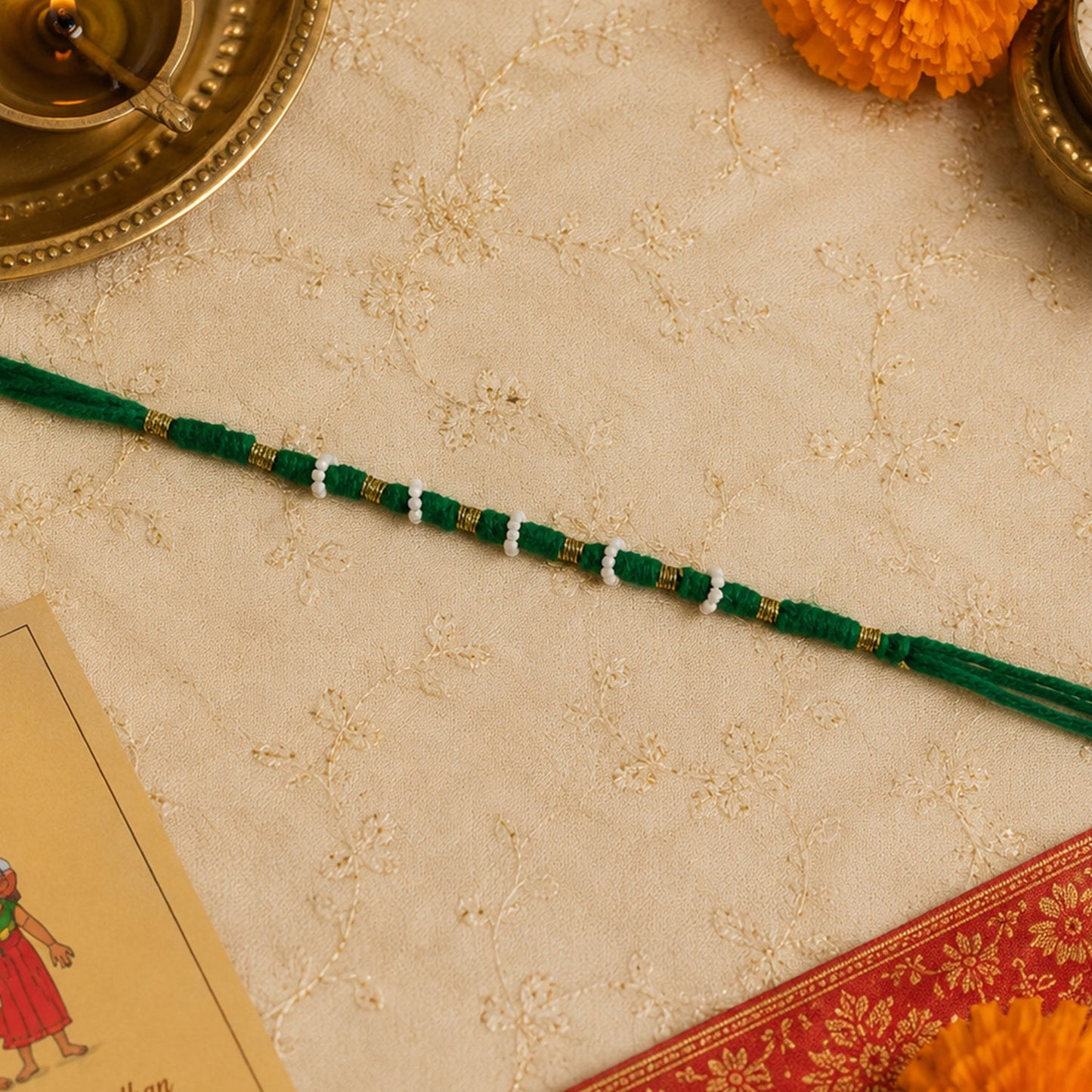 Cotton Green Thread Rakhi