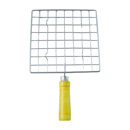 Kitchen Square Stainless Steel Roaster Jali, Barbecue Grill with Wooden Handle
