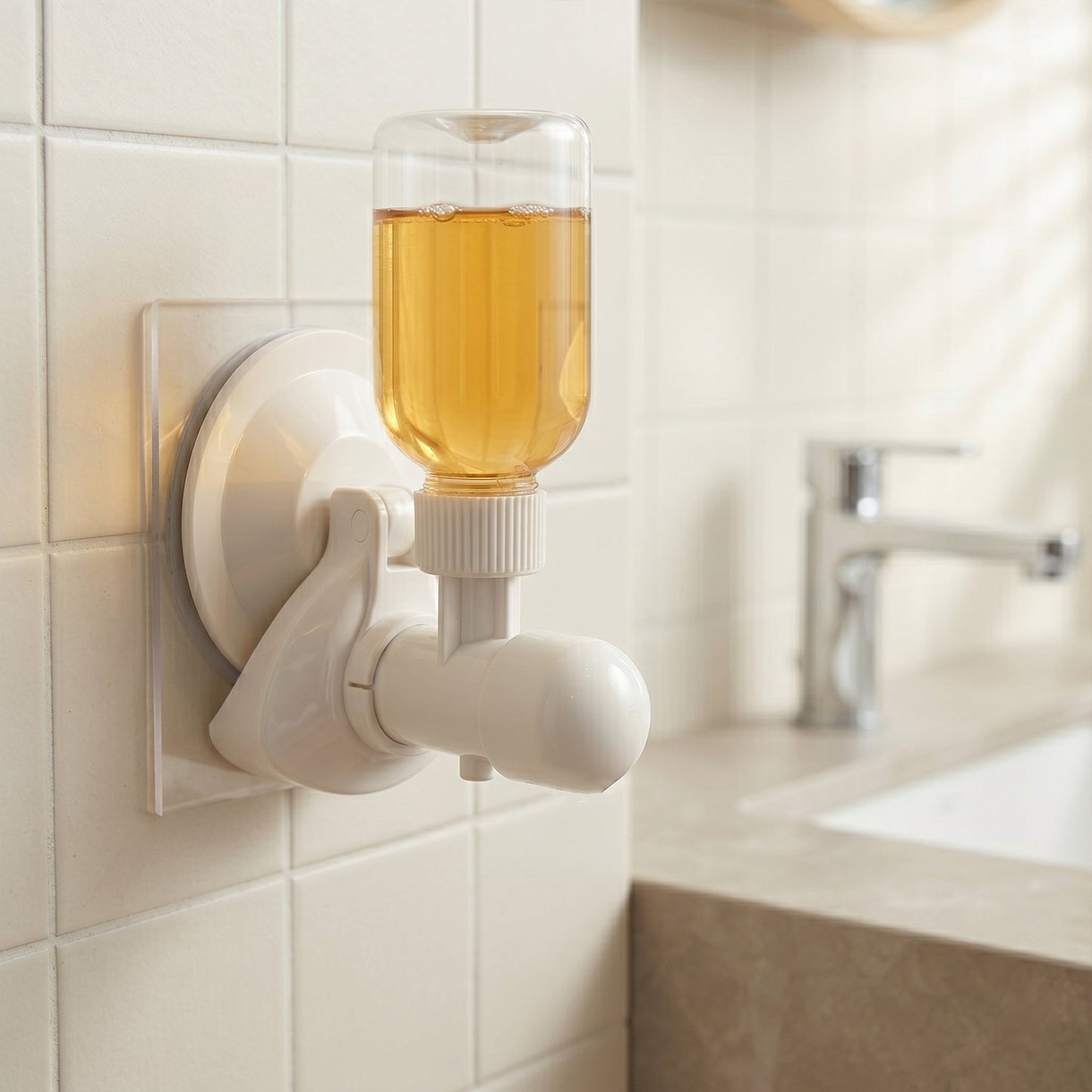 Liquid Soap Dispenser with Suction Cup for Easy Installation, 1 Pc