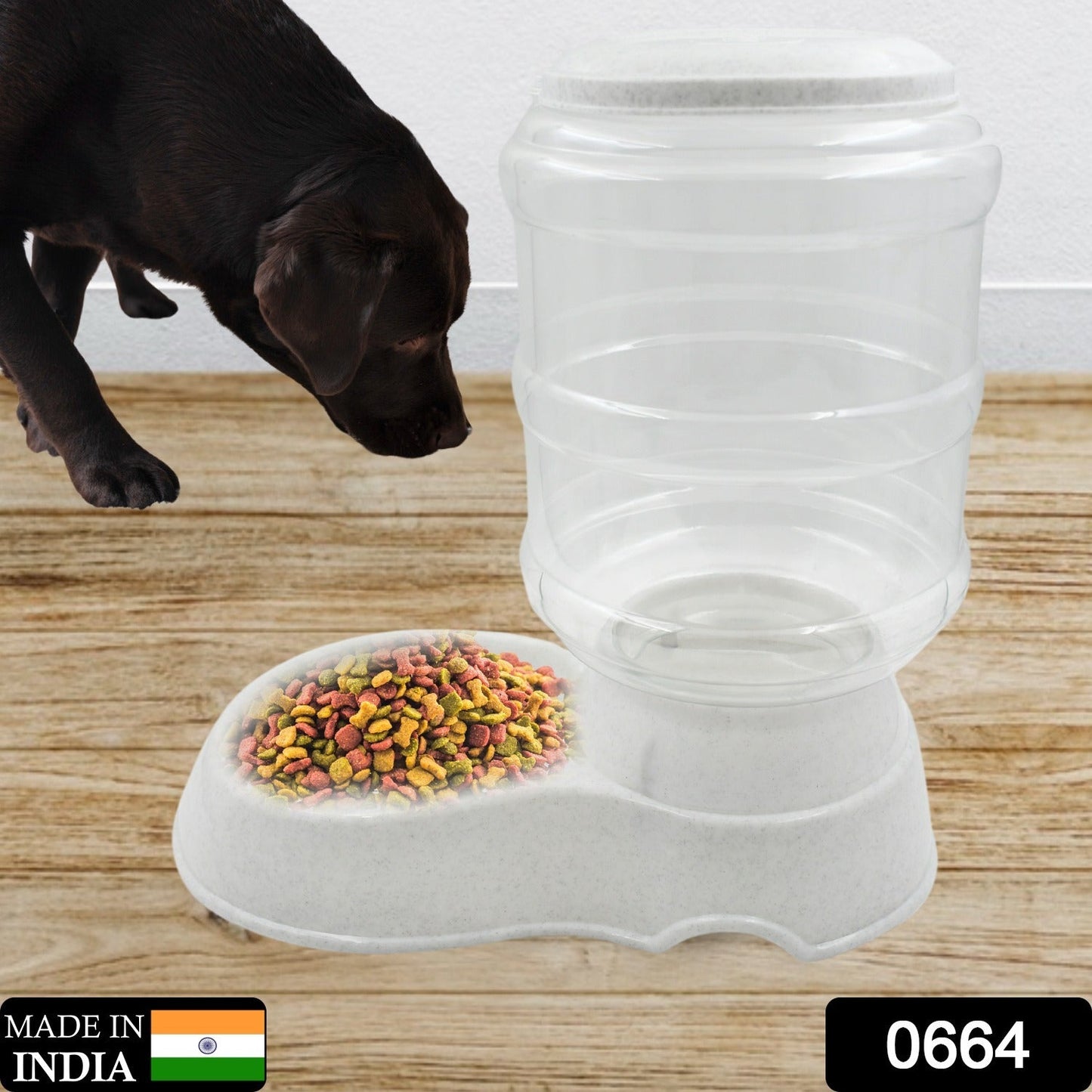 Self-dispensing pet feeder for cats and dogs – automatic dry food storage bowl