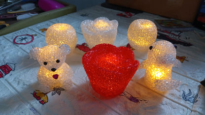 Decorative Multi Shape LED Night Lamp Set Cute Animal Design (6 Pc)