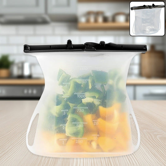 Silicone Food Bag – Leakproof, Flat Bottom, BPA-Free, Microwave & Dishwasher Safe