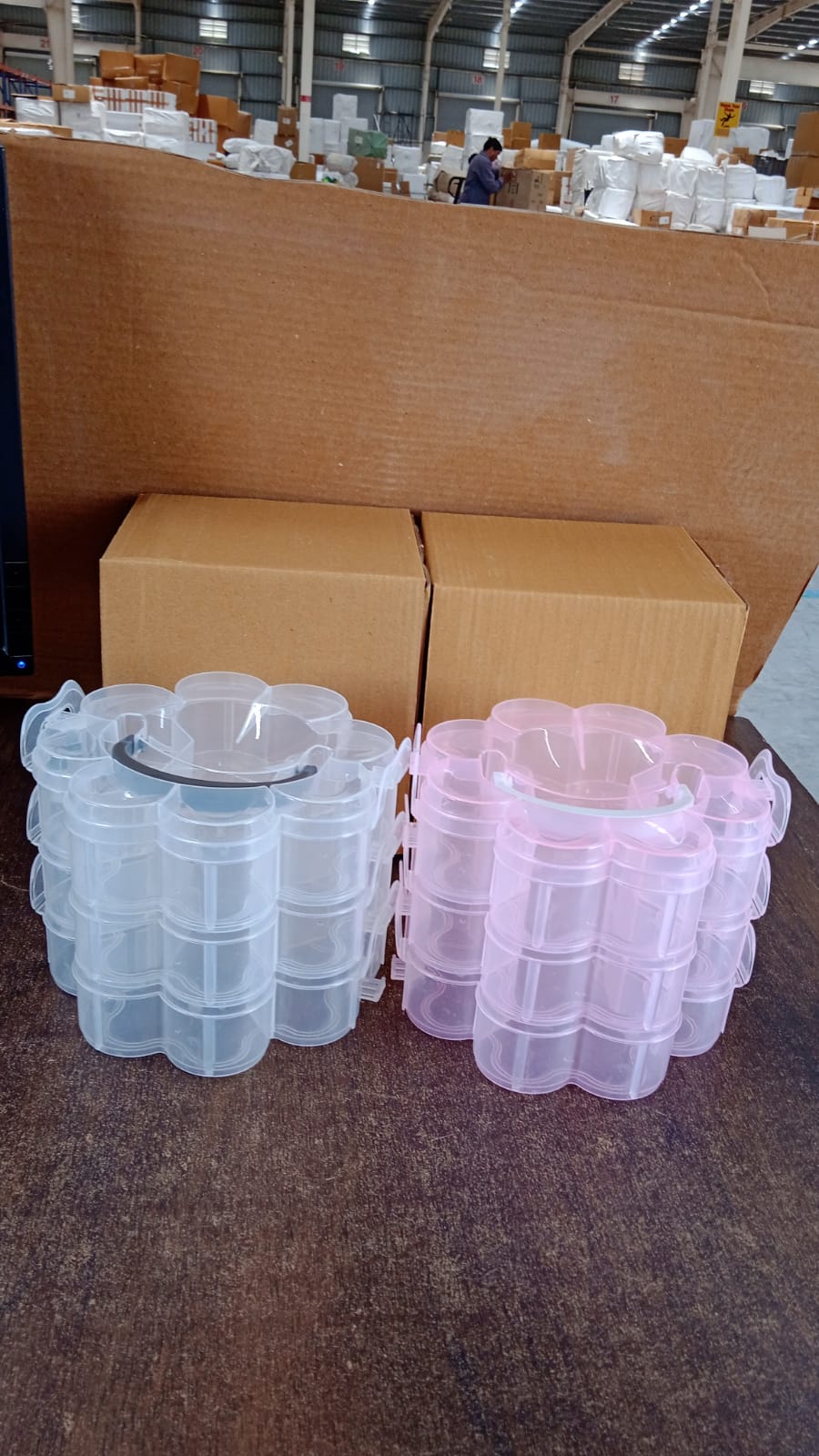 Transparent flower storage box 3 layers close-up India