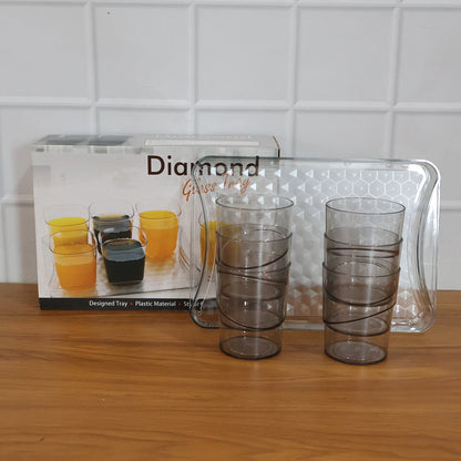 Premium Glass Serving Set (6 Glass With 1 Tray)