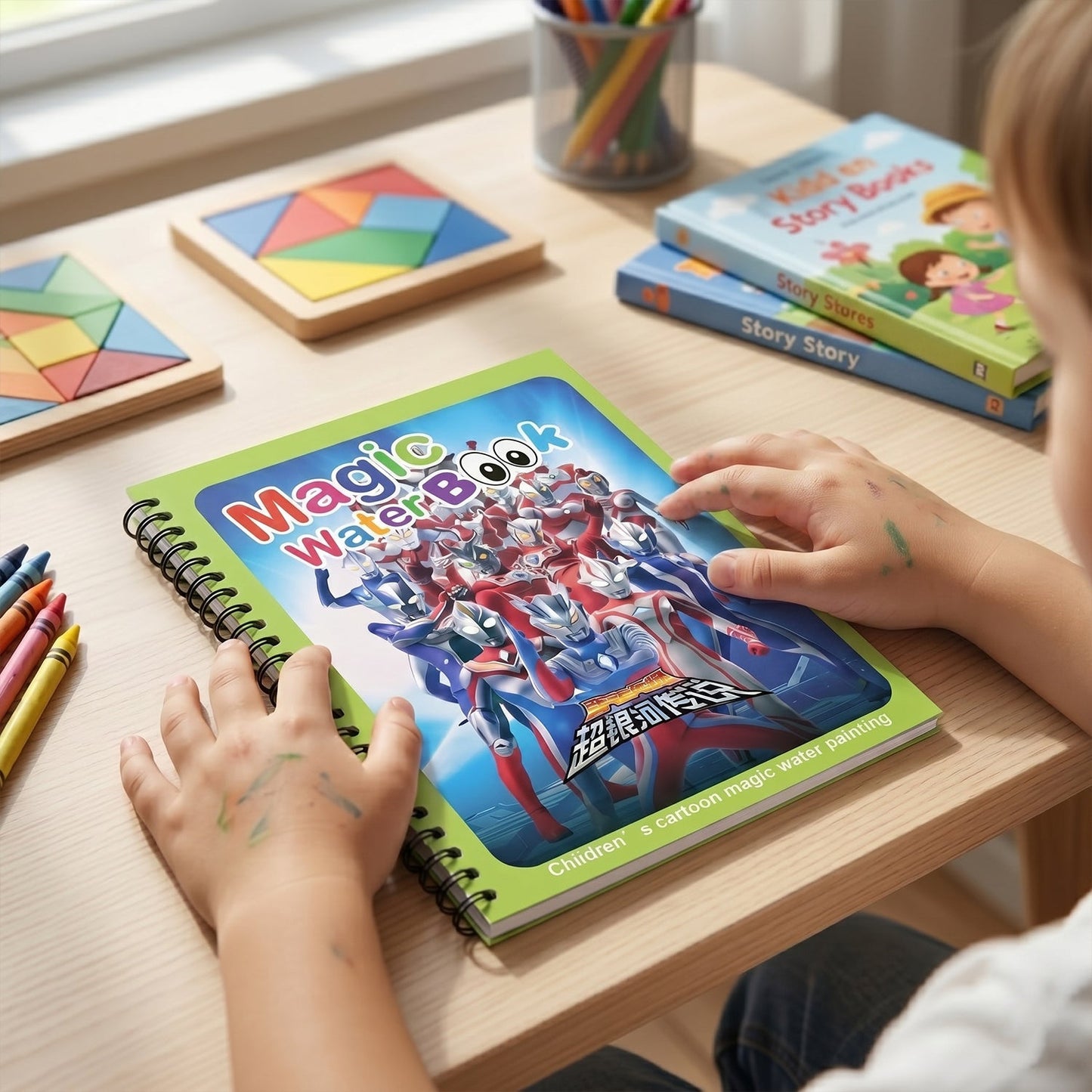 Magic Water Book Set Reusable Water Coloring Book with Magic Pen (1 Set)