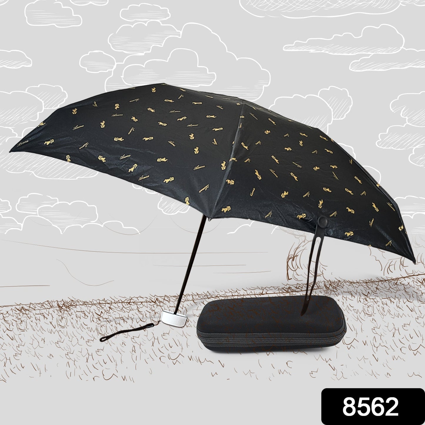  3-Fold Cute Umbrella Sun and Rain Protection UV Shield - comparison shot