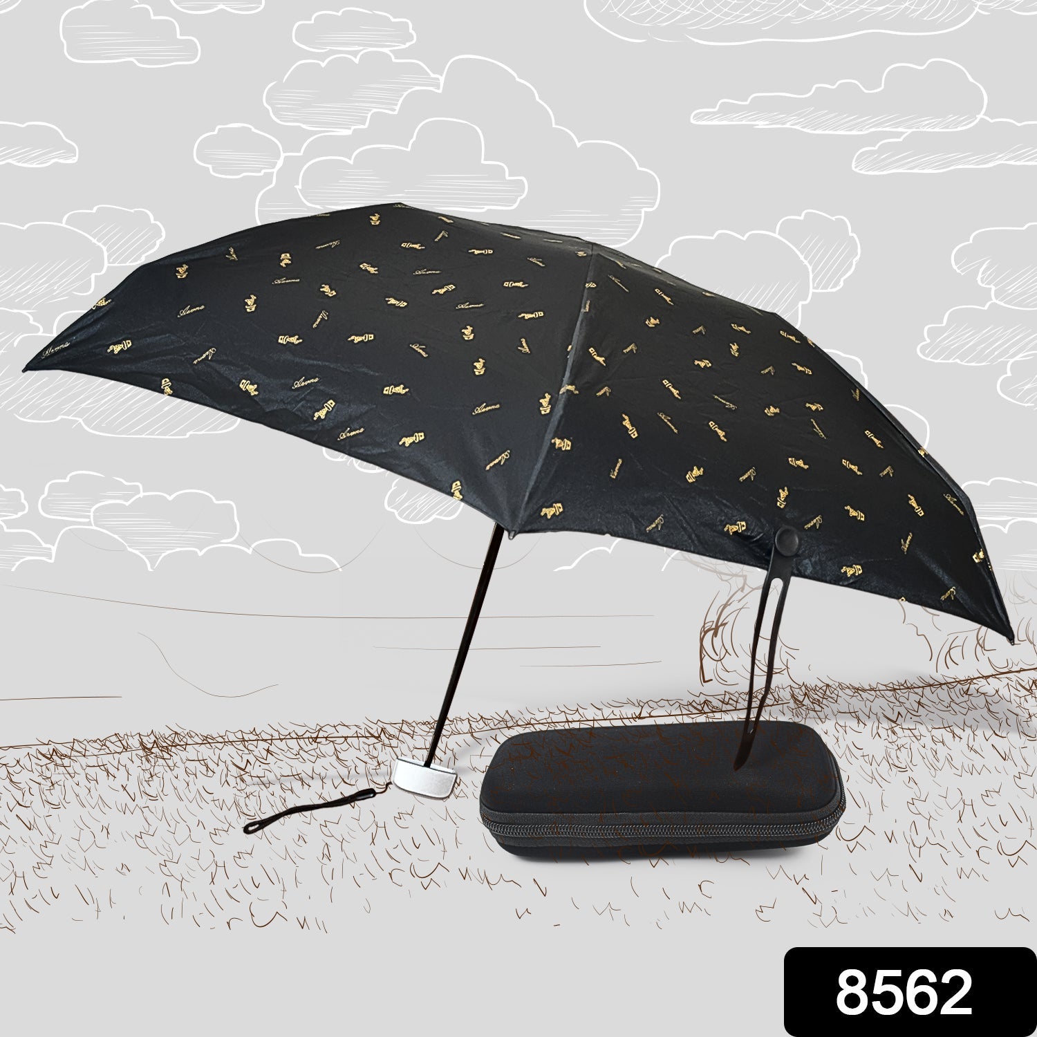  3-Fold Cute Umbrella Sun and Rain Protection UV Shield - comparison shot