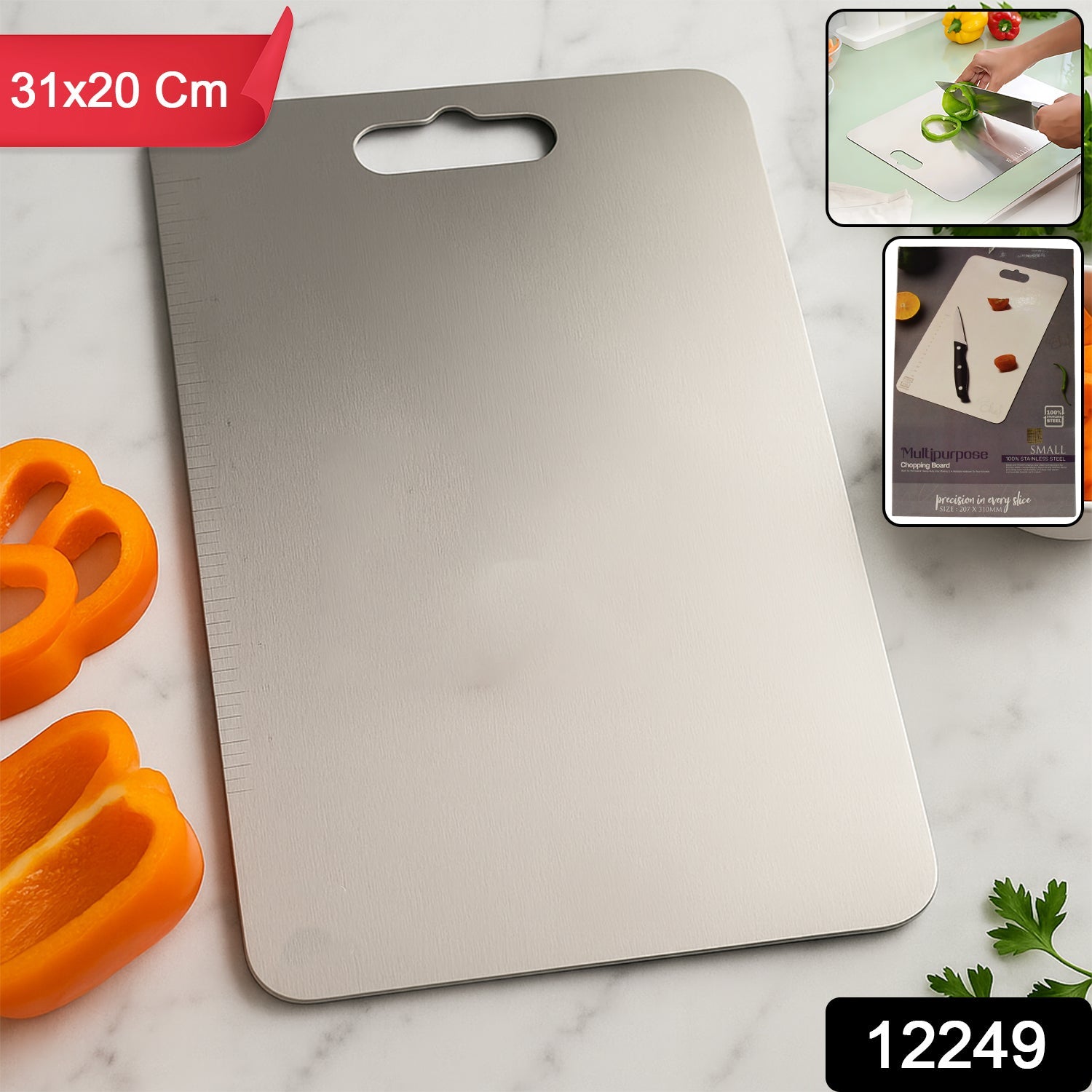 Stainless Steel Vegetable Cutting Chopping Board - in-use lifestyle shot