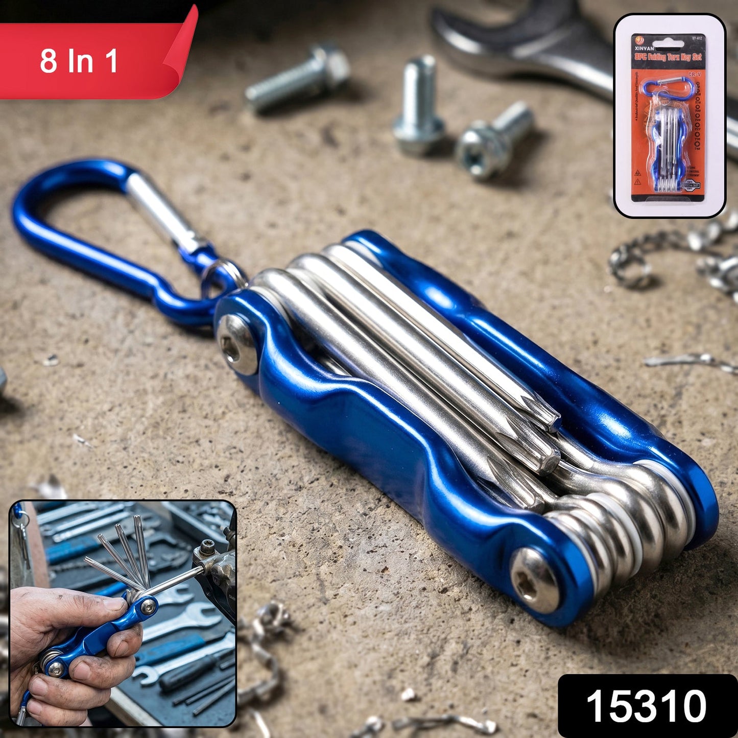 8 In 1 Multifunctional Cycling Bike Repair Tool Portable Foldable Multi Tool Kit
