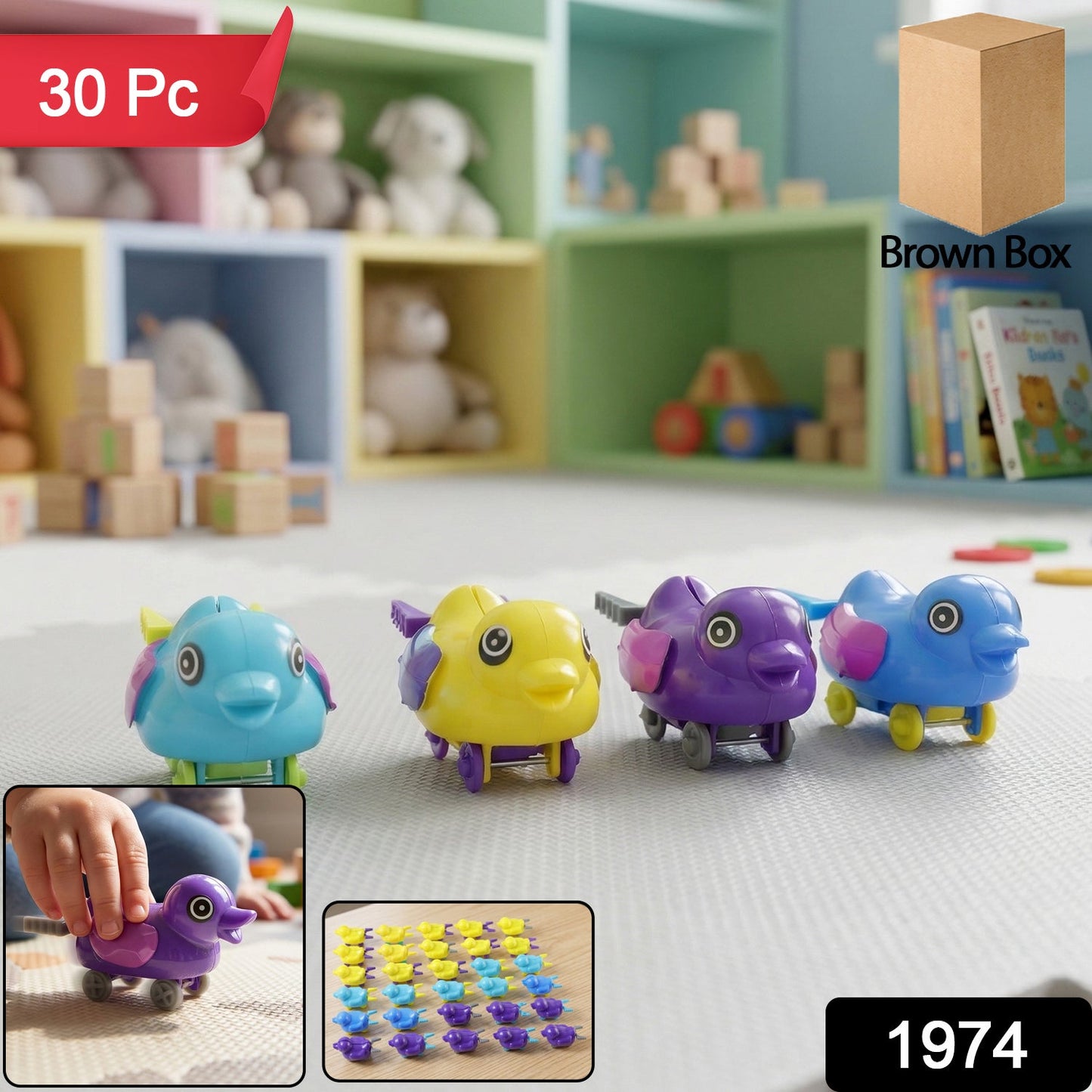 Small push back duck toy, Ejectable spring tail duck, Small DIY duck Toy (30 Pcs Set)