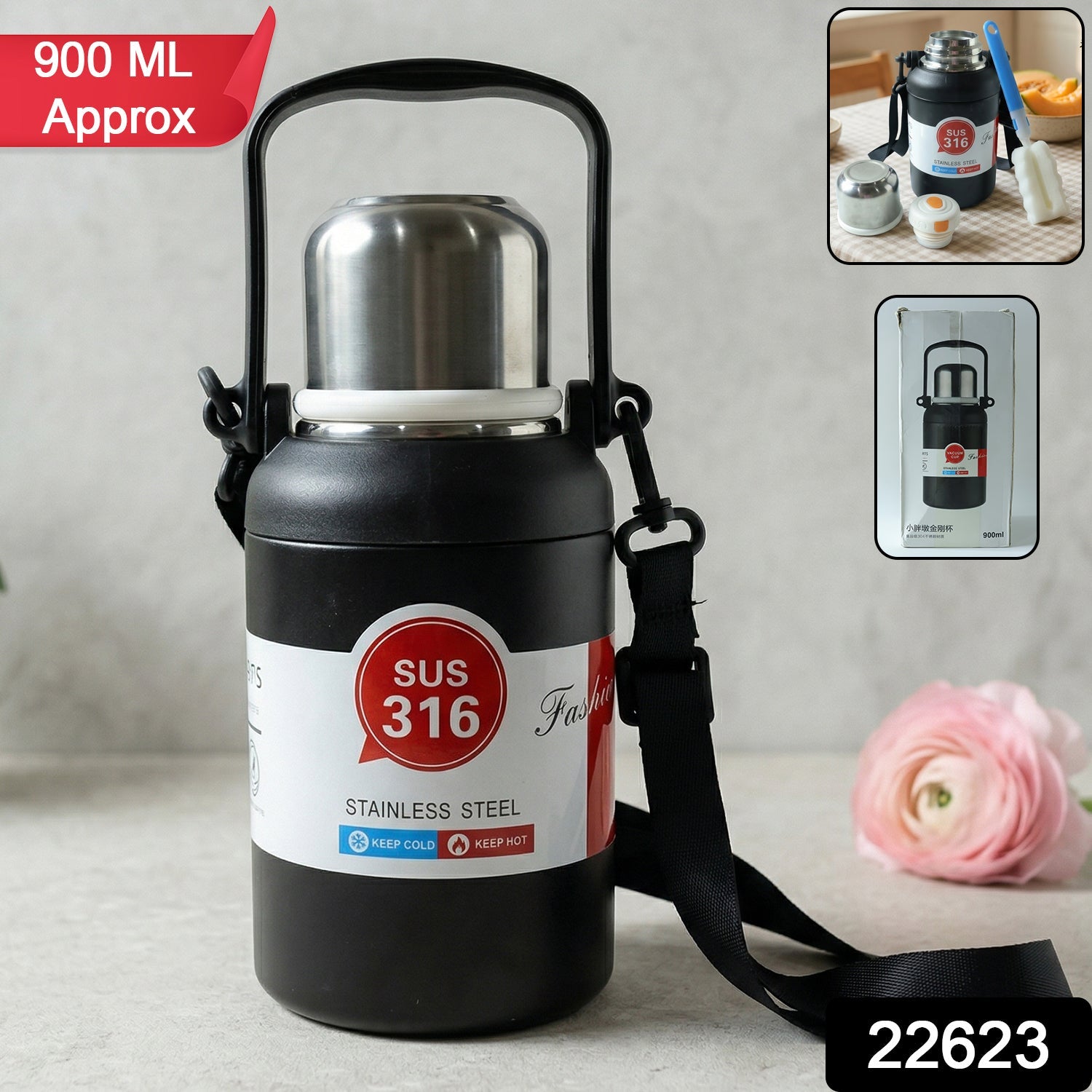 black steel vacuum bottle