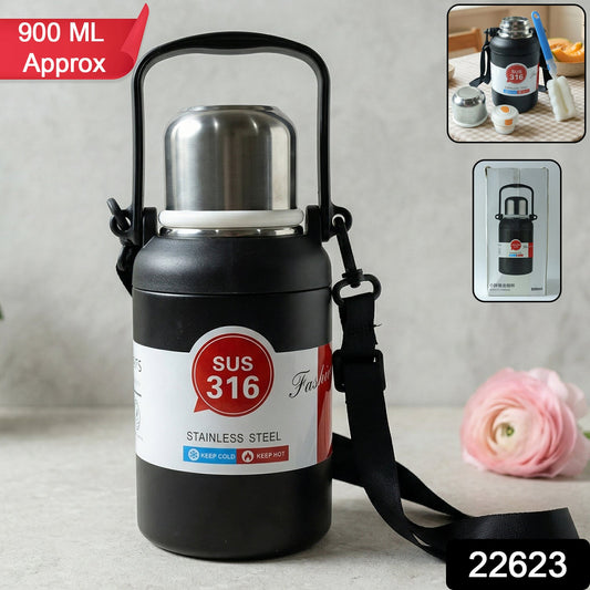 black steel vacuum bottle