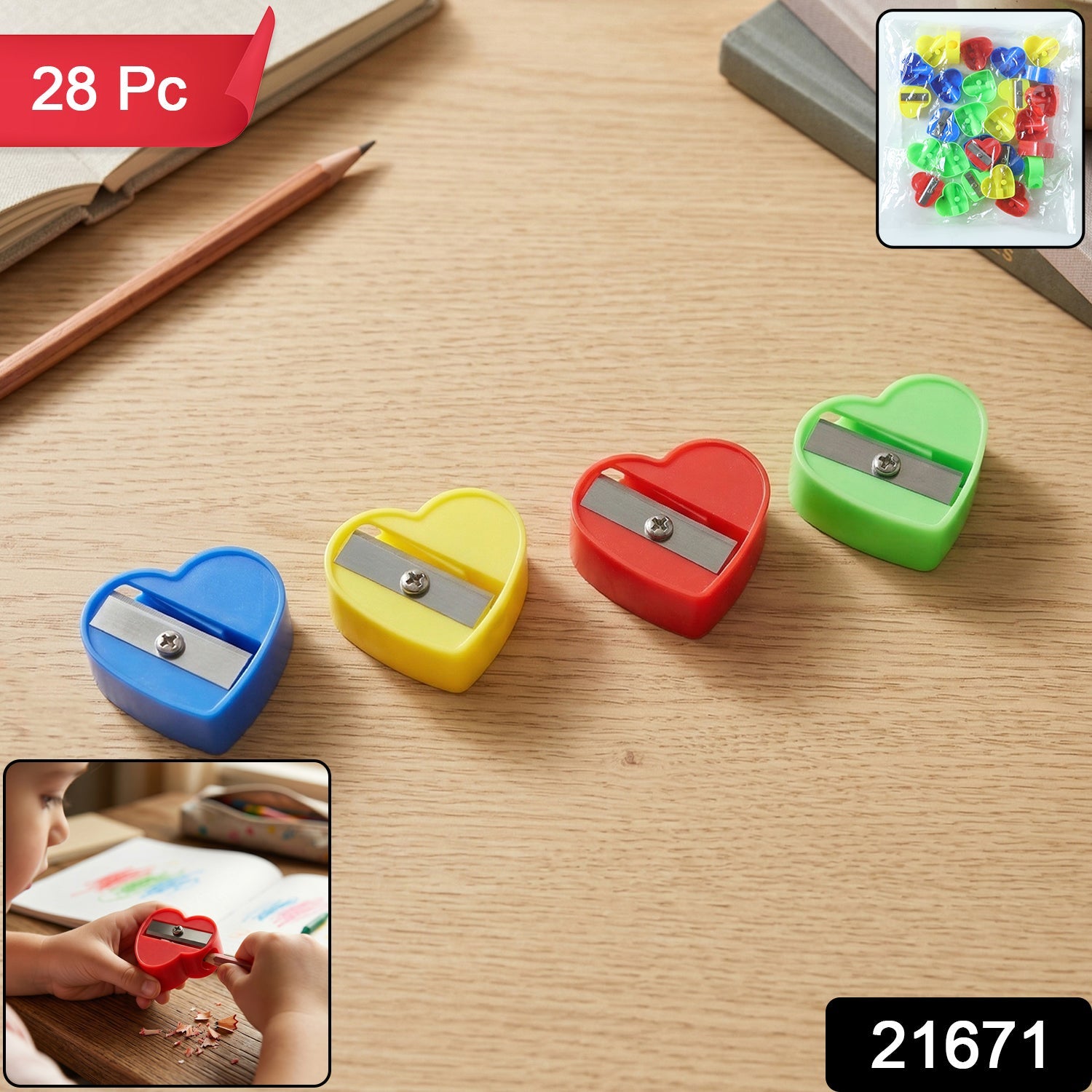 cute heart pencil sharpener set