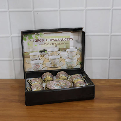 Floral design tea cup saucer set